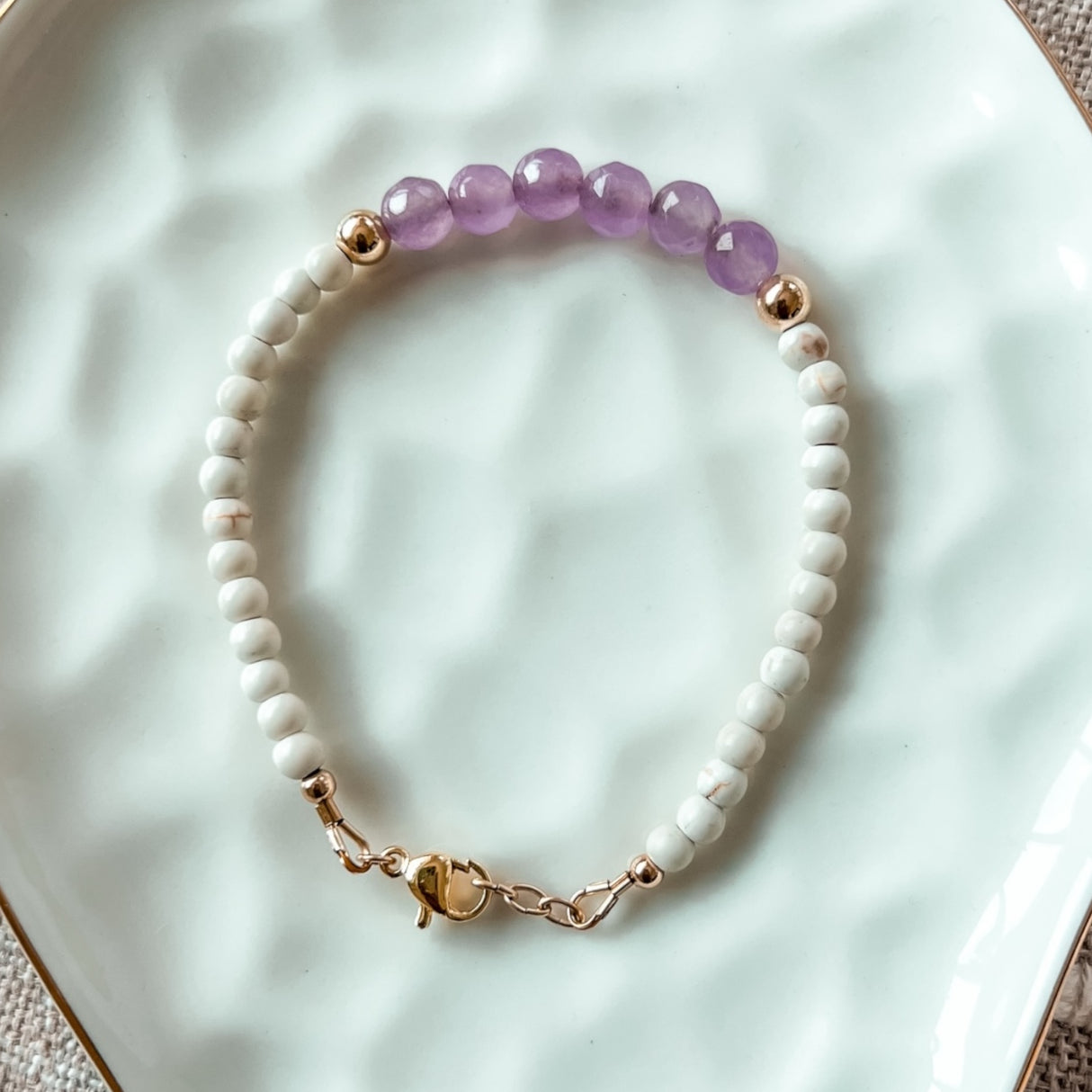 Amethyst and White Howlite Bracelet