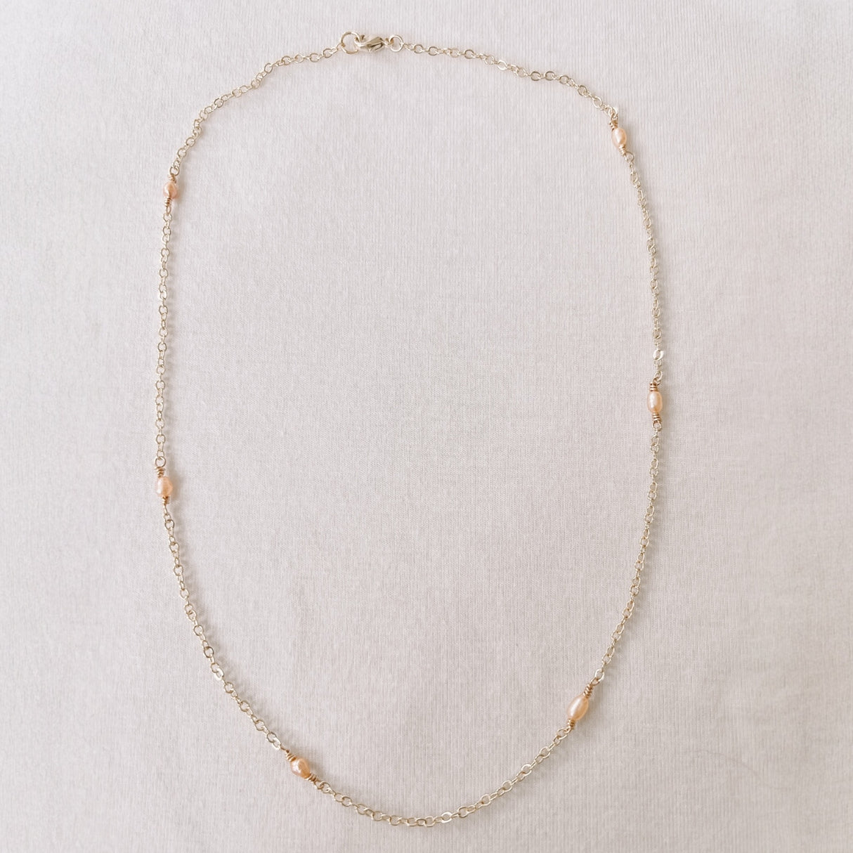 Dainty Orange Pearl Necklace