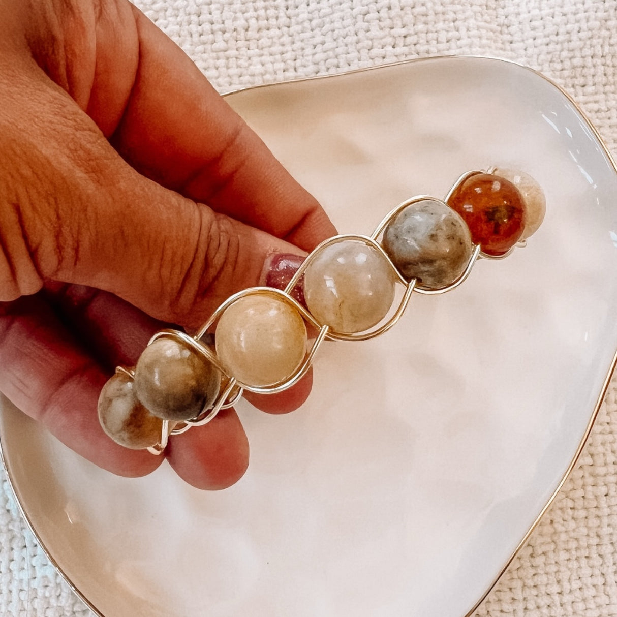 10mm Coral Jade Chrysanthemum Bangle