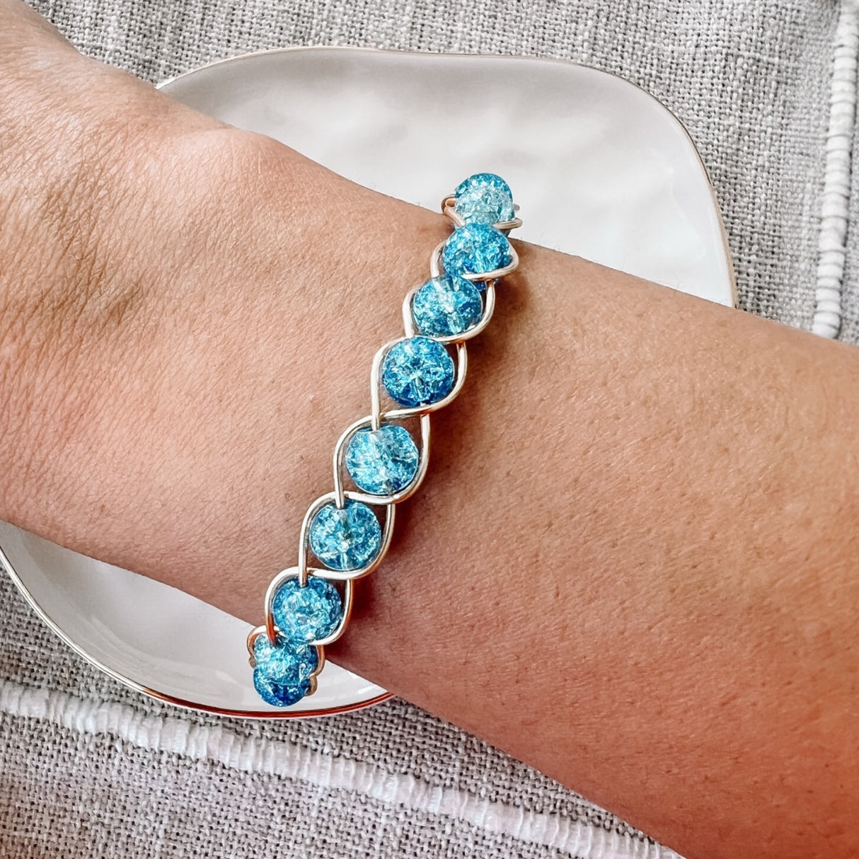 Blue Crackle Quartz Bangle