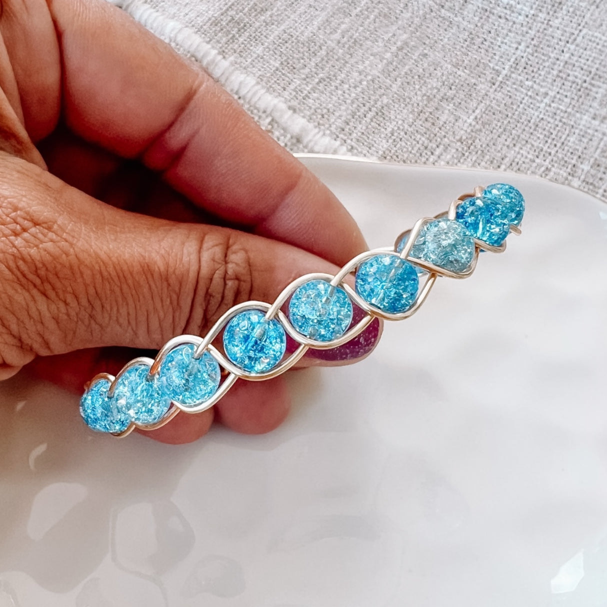 Blue Crackle Quartz Bangle