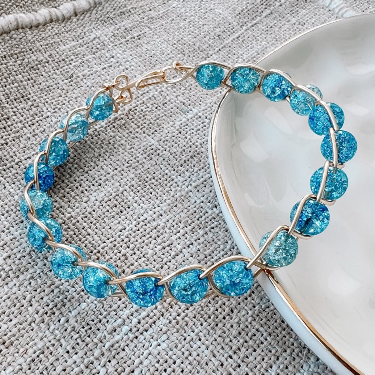 Blue Crackle Quartz Bangle