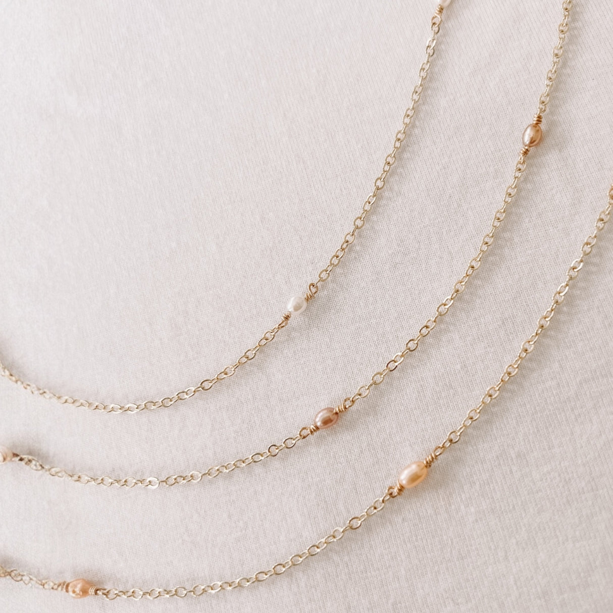 Dainty Orange Pearl Necklace