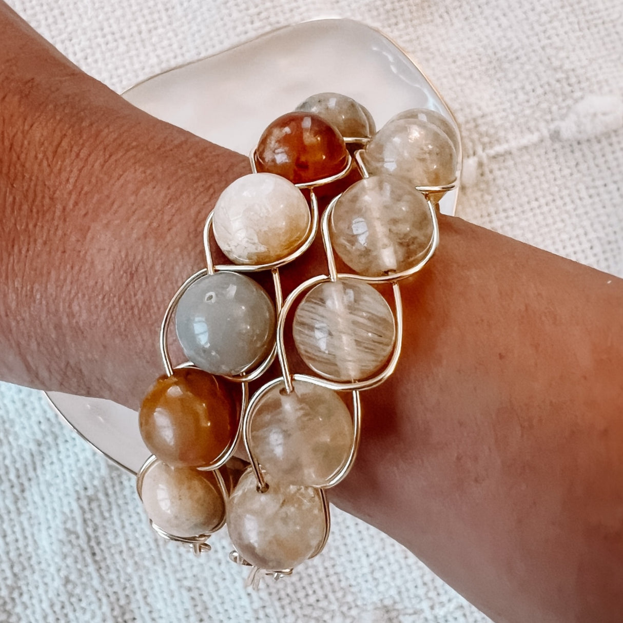 10mm Coral Jade Chrysanthemum Bangle