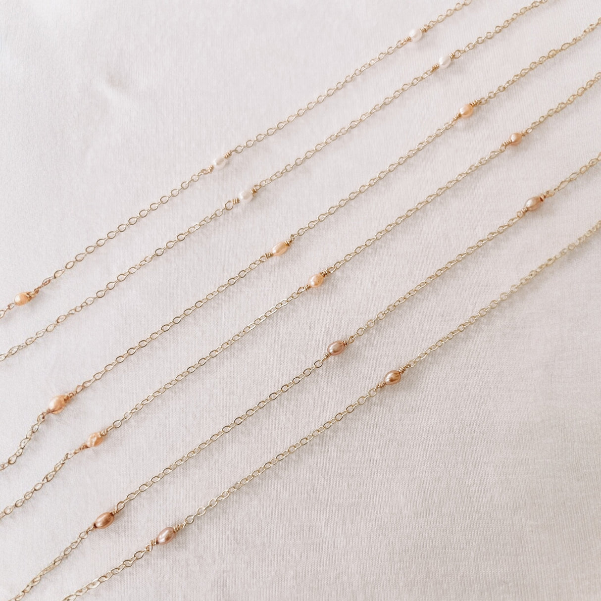 Dainty Orange Pearl Necklace