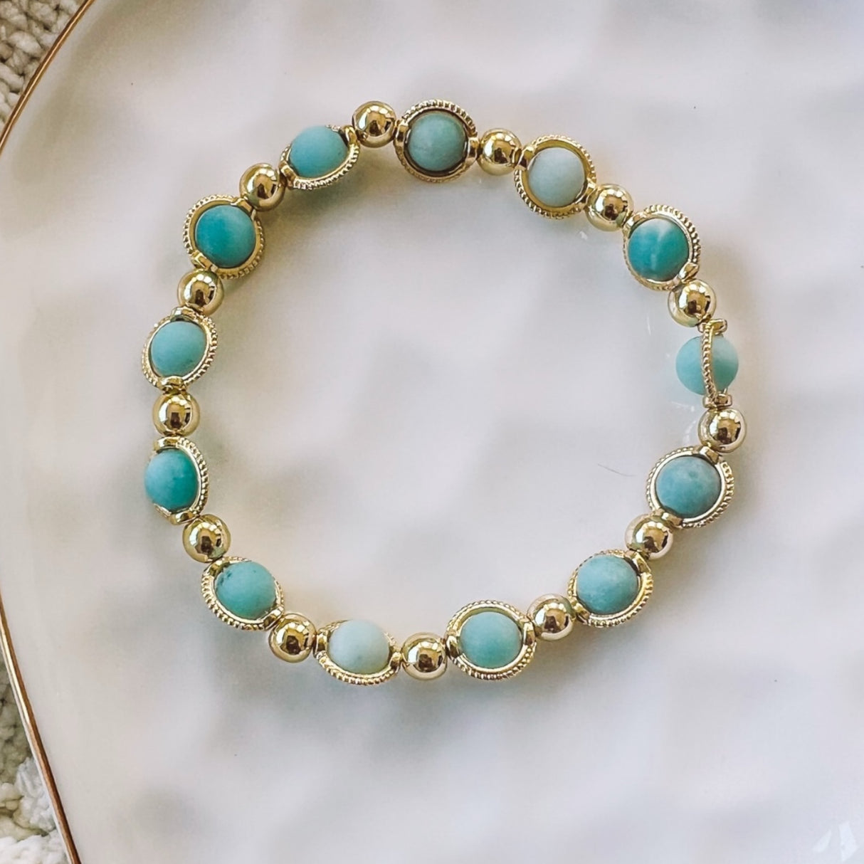 Amazonite and Gold Bracelet