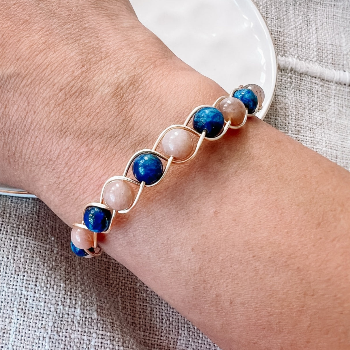 Lapis lazuli and Sunstone Bangle