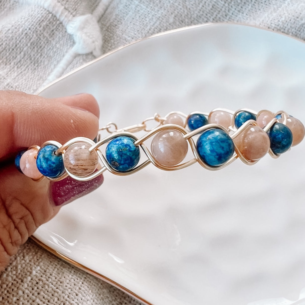 Lapis lazuli and Sunstone Bangle