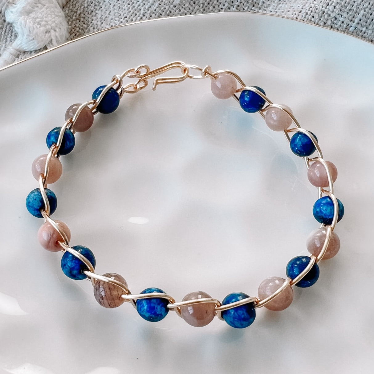Lapis lazuli and Sunstone Bangle