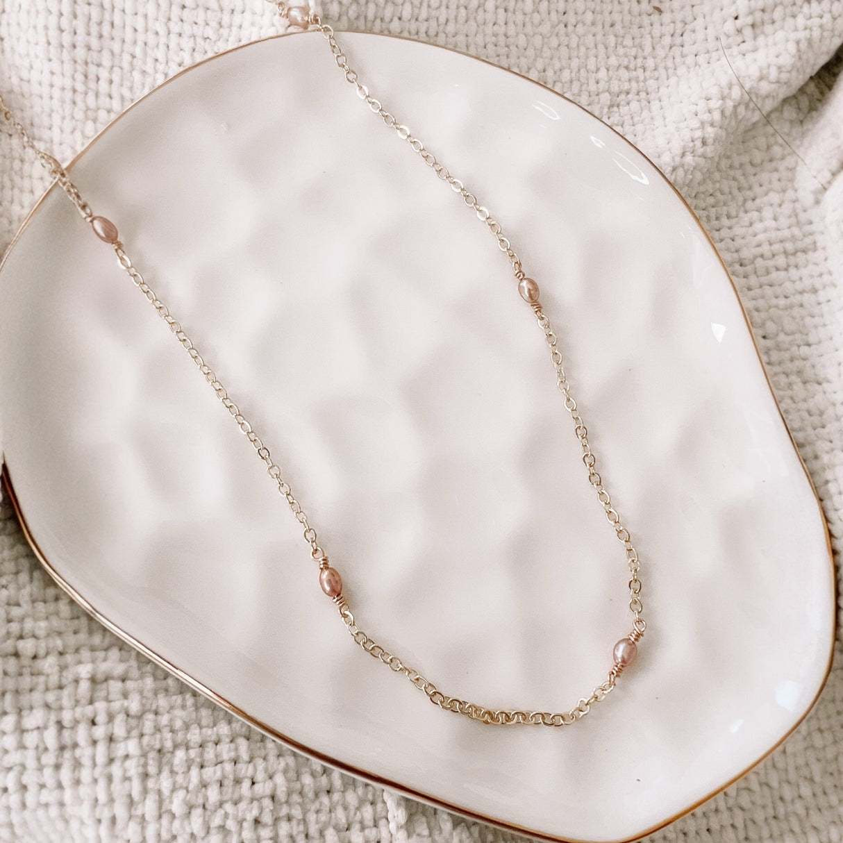 Dainty Purple Pearl Necklace