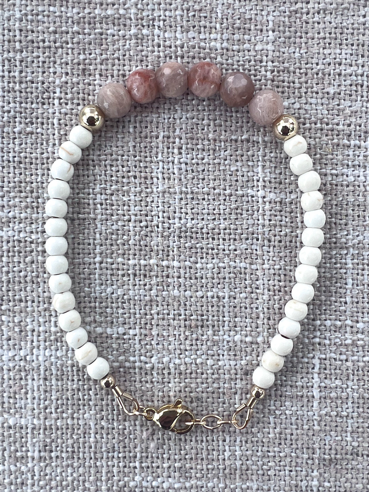 Peach Moonstone Clasp Bracelet