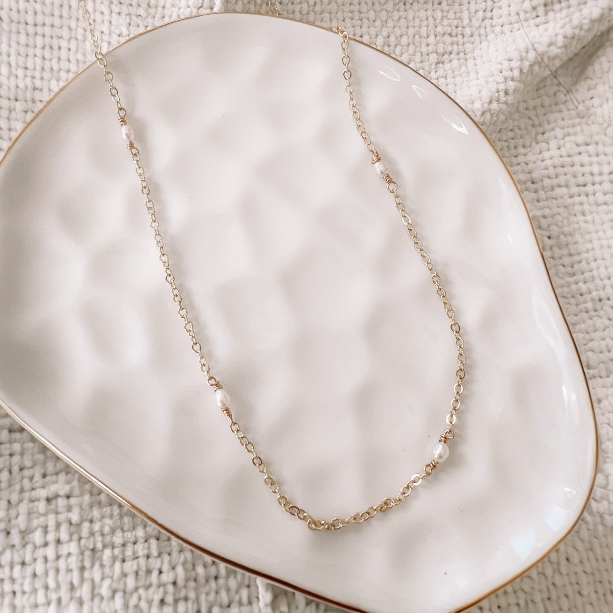 Dainty White Pearl Necklace